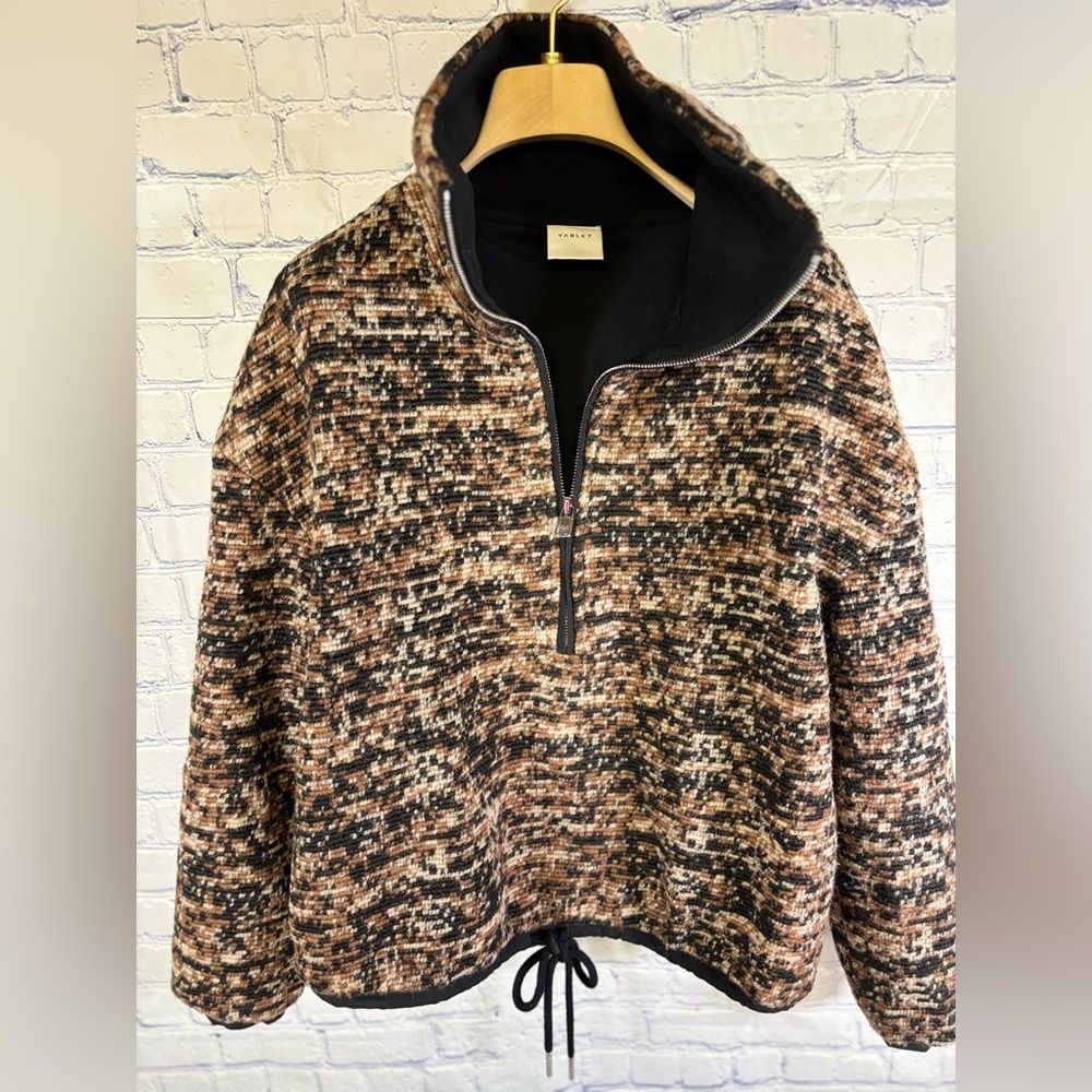 Varley Bailey Black Brown Speckle Fleece Cozy Half-Zip Pullover Sweatshirt S